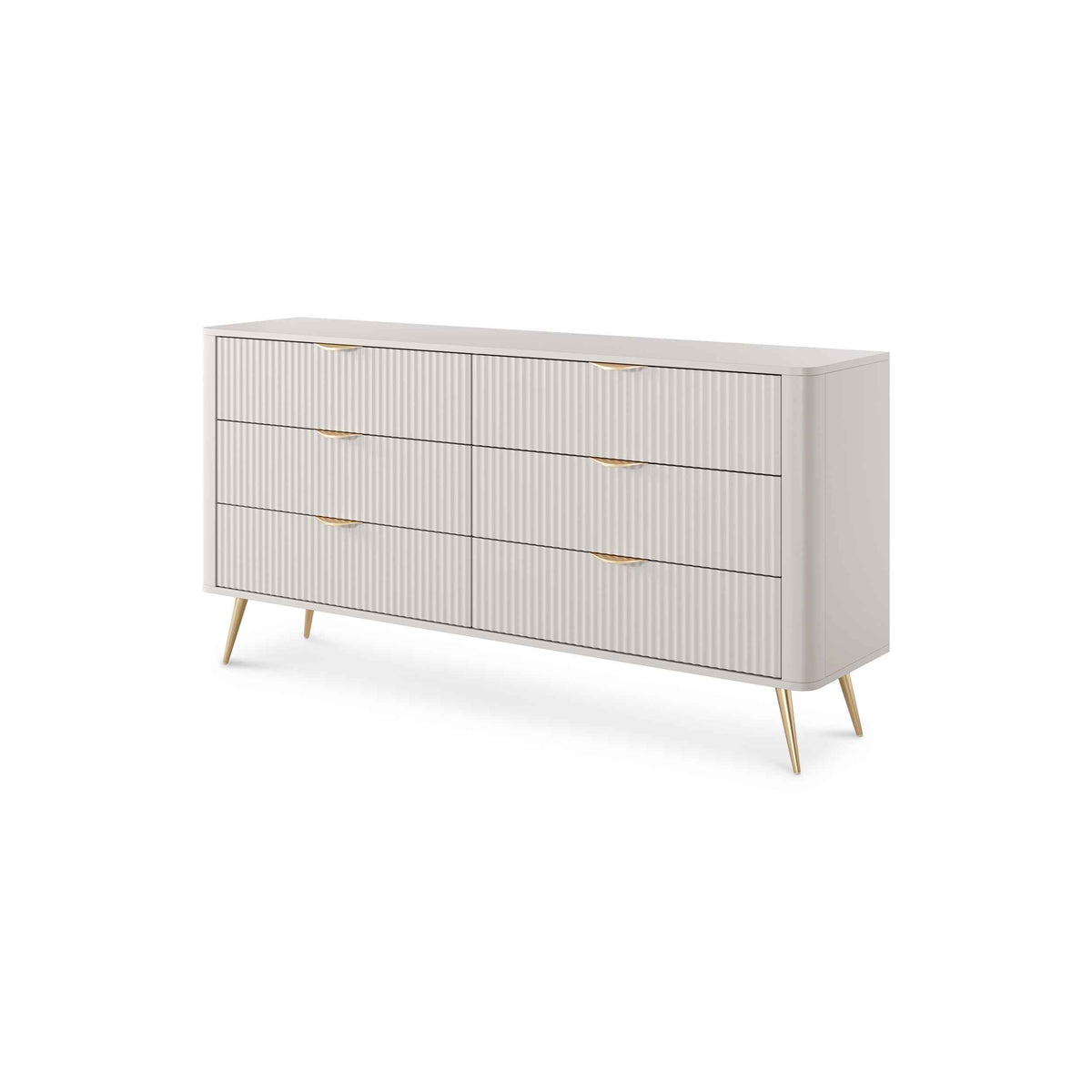 Laanti Chest of Drawers 163x81 with 6 Drawers, Elegant Style – Beige