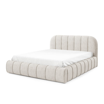 Apfella Upholstered Ottoman Bed with Storage, Modern Style – angled view