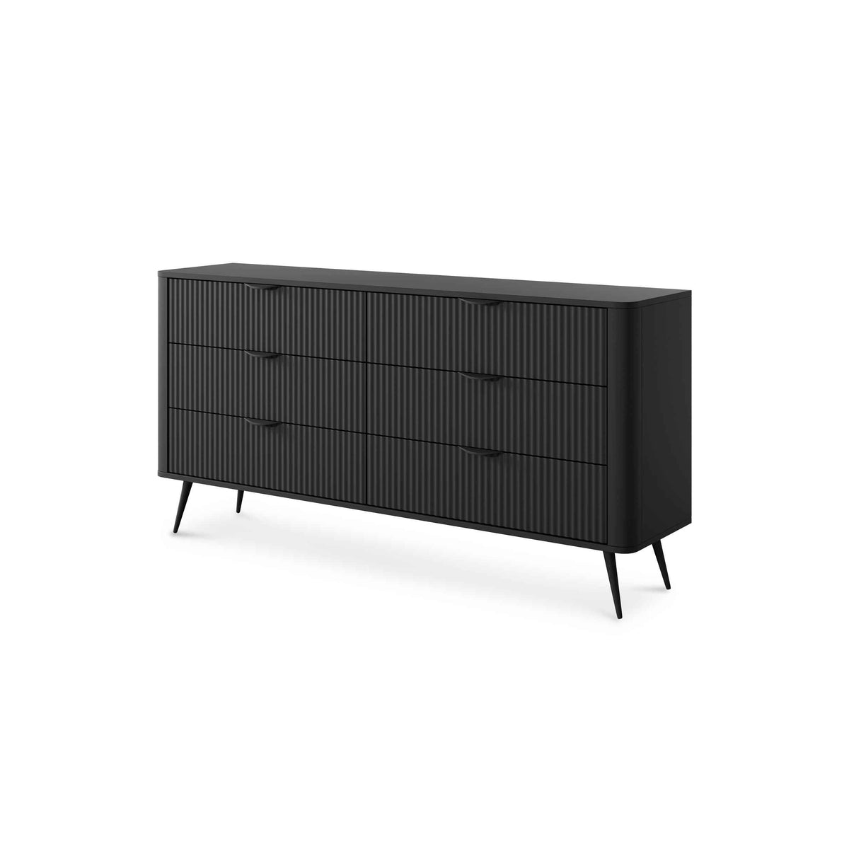Komoda Laanti 163x81 z 6 szufladami w stylu eleganckim – widok pod kątem