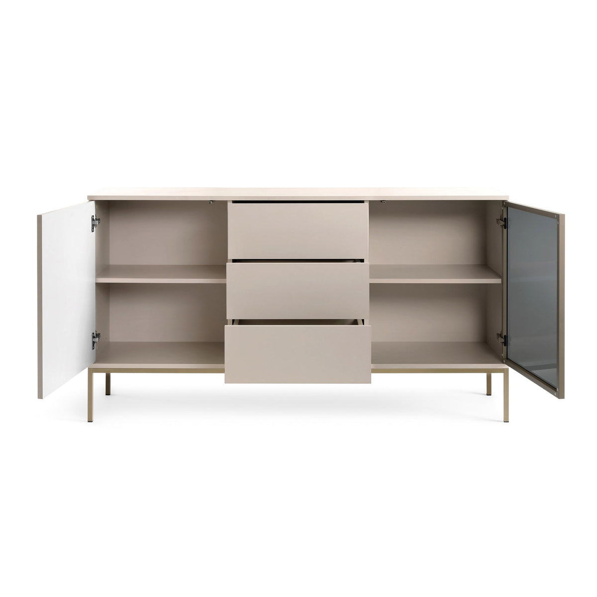 Lampy Sideboard with Drawers and Doors 154x83, Loft Style – with doors open