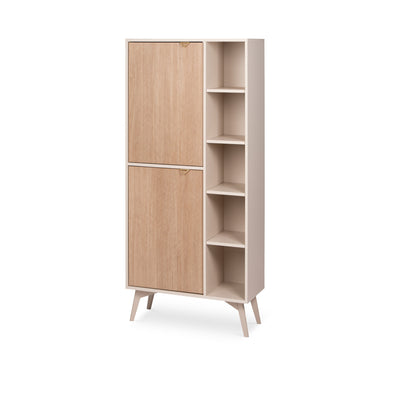 Mandala Bookcase 80x160 with Shelves and Cabinets, Japandi Style – Sand Beige