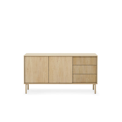 Komoda Viola 2-drzwiowa 154x80 z 3 szufladami w stylu japandi – widok z przodu