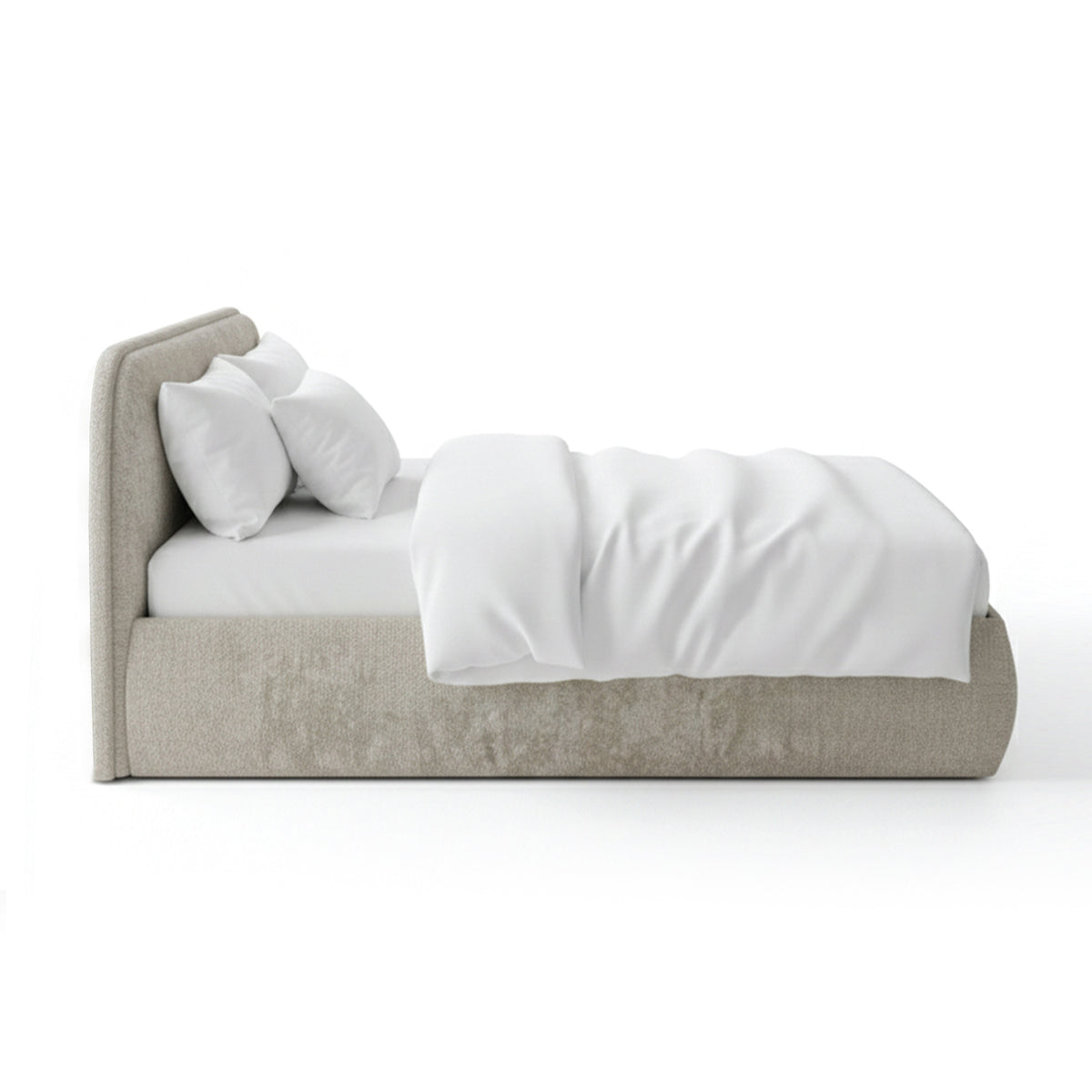 Eterial Upholstered Ottoman Bed with Storage, Soft Modern Style – side view