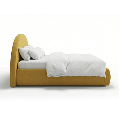 Orizo Upholstered Ottoman Bed with Storage and a Semicircular Headboard, Modern Style – side view