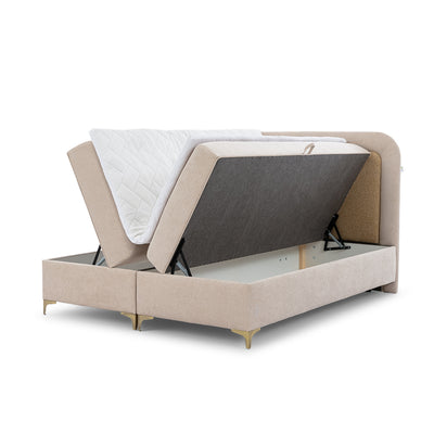 Lit continental Mariel avec matelas et surmatelas, disponible en différentes dimensions, au style élégant - avec façades ouvertes