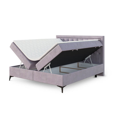 Rosselia Quilted Continental Divan Bed with Two Storage Compartments, Glamour Style – with doors open