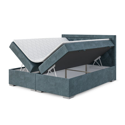 Santia Diamond-tufted Continental Divan Bed with Two Storage Compartments, Glamour Style – with doors open