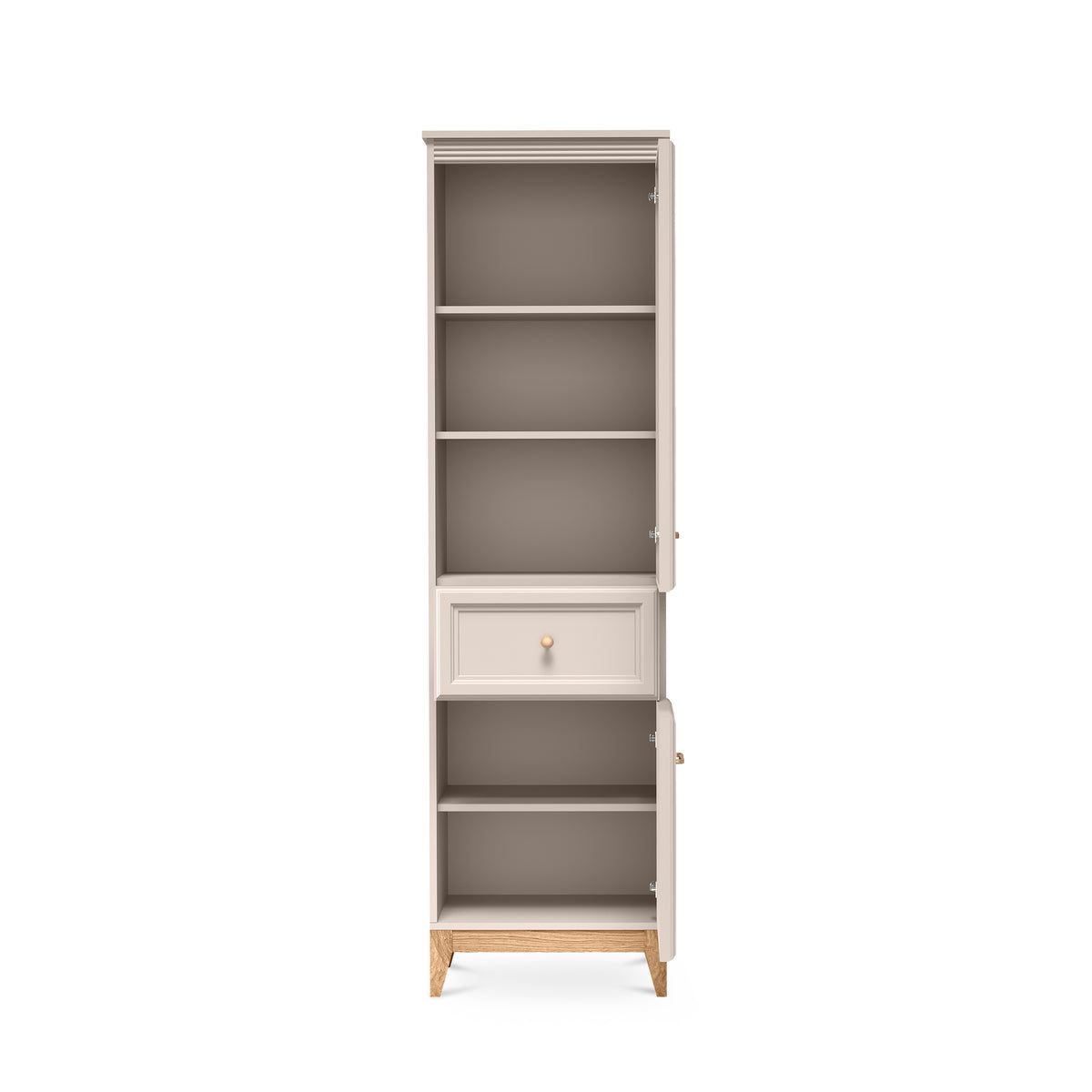 Serena Display Cabinet 55x193 with Glass Front, Modern Classic Style – with doors open