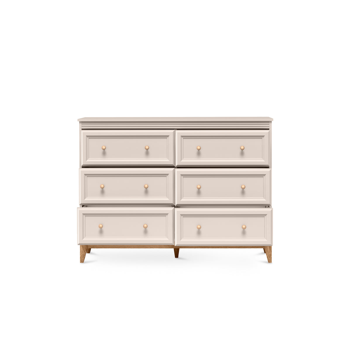 Serena Chest of Drawers 136x100 with 6 Drawers, Modern Classic Style – with doors open