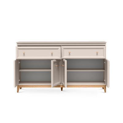 Commode Serena 179x100 avec façades fraisées de style modern classic - avec façades ouvertes