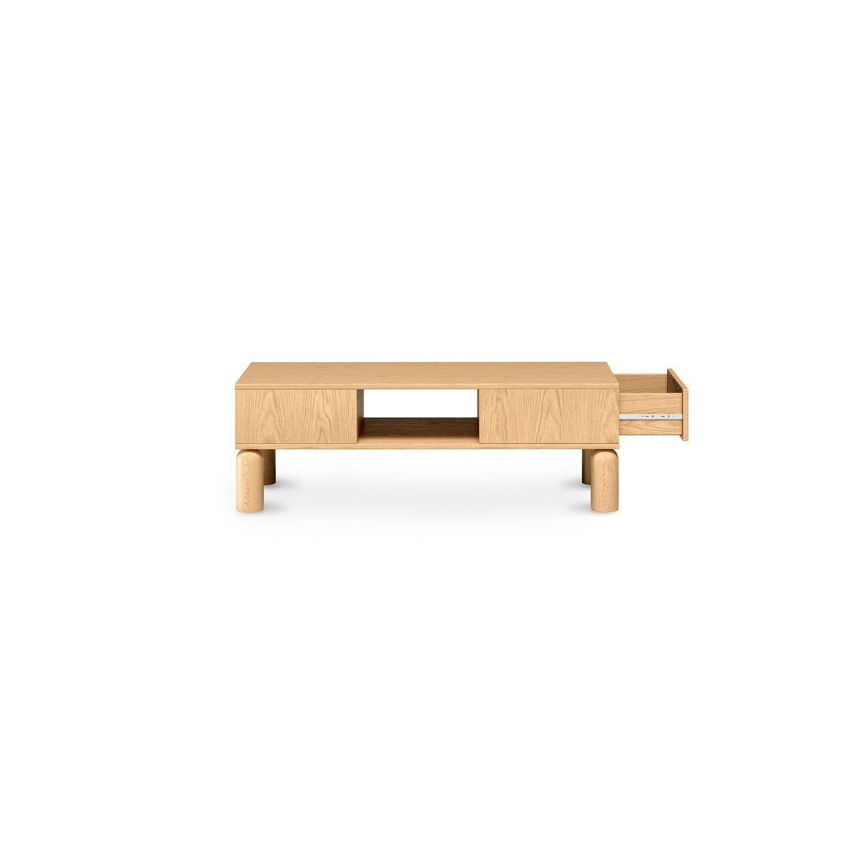 Table basse Fjord 110x37 avec compartiments ouverts de style scandinave - avec façades ouvertes