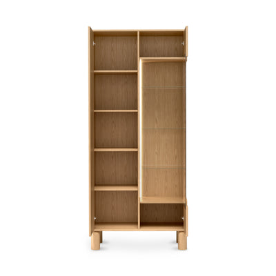 Grande vitrine Fjord 89x197 avec vitrage de style scandinave - façades ouvertes, éclairage LED