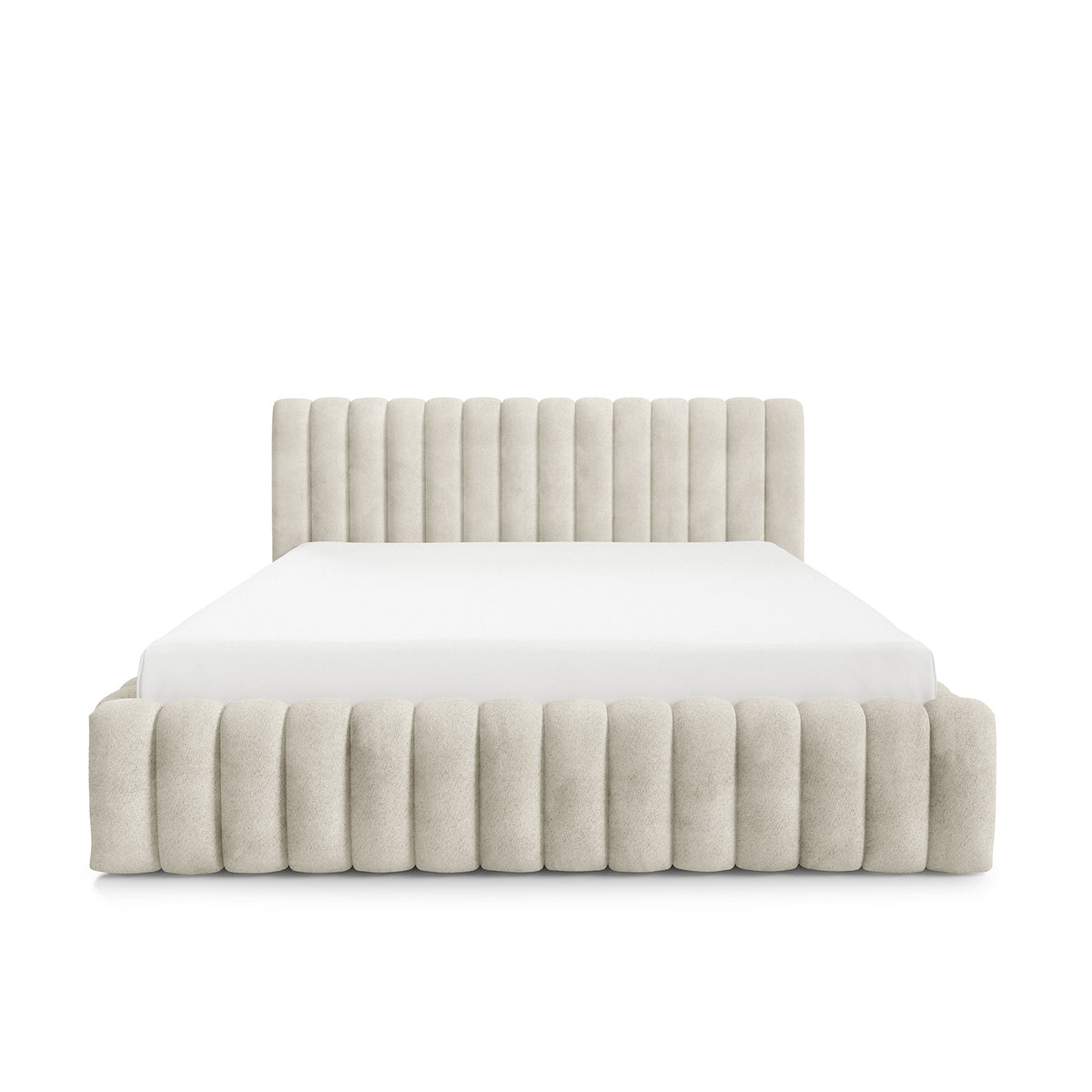 Łóżko tapicerowane Pastel z pojemnikiem w stylu modern soft, tkanina Coral – widok z przodu