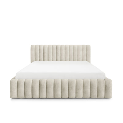 Łóżko tapicerowane Pastel z pojemnikiem w stylu modern soft, tkanina Coral – widok z przodu
