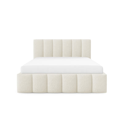 Nerom Quilted Upholstered Ottoman Bed with Bedding Storage, Various Sizes in Elegant Style, Lambi Fabric – front view