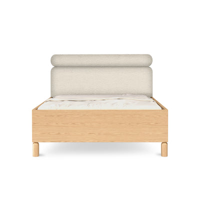 Lit rembourré Fjord 140/160x200 avec coffre de rangement, de style scandinave - vue de face