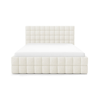 Stratus Upholstered Ottoman Bed with Storage, Various Sizes in Modern Style, Lambi Fabric – front view