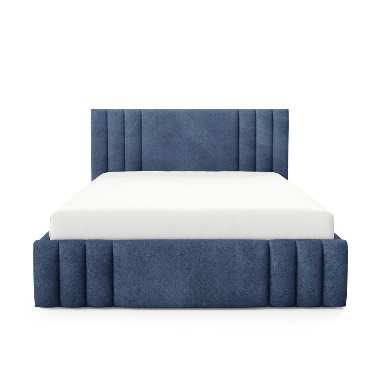 Falda Upholstered Ottoman Bed with Storage, Various Sizes in Elegant Style, Coral Fabric – front view