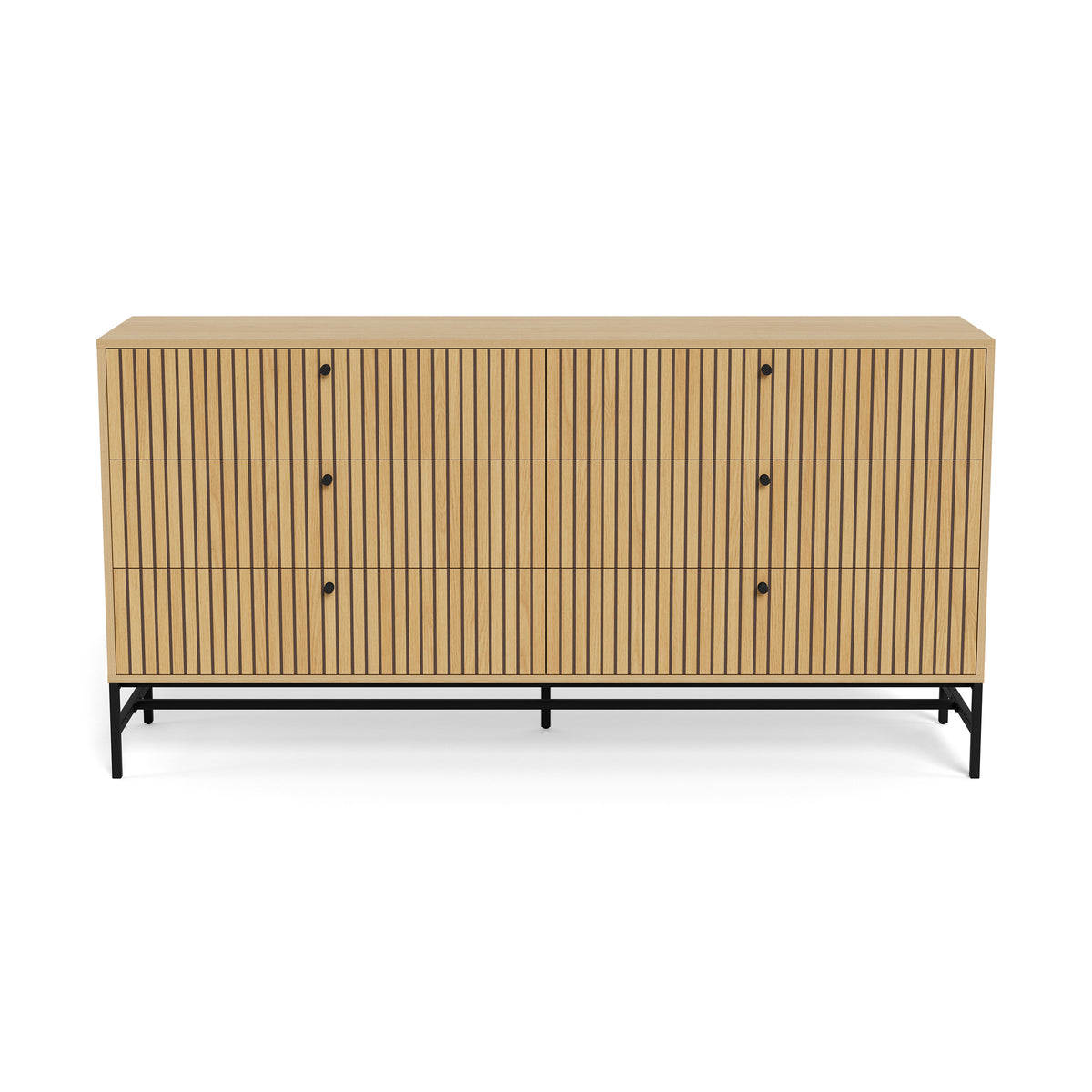 Commode Bambouz 158x81 avec façade à lattes de style moderne - vue de face