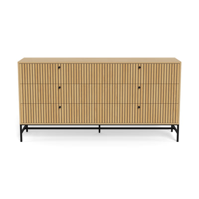 Commode Bambouz 158x81 avec façade à lattes de style moderne - vue de face