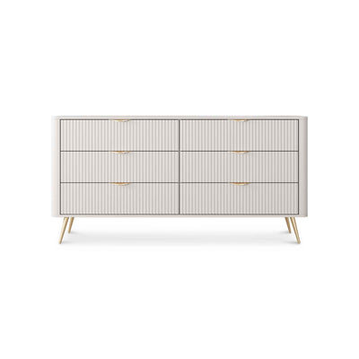 Komoda Laanti 163x81 z 6 szufladami w stylu eleganckim – widok z przodu
