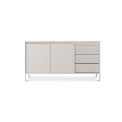 Komoda Senra z drzwiami i szufladami 154x81 w stylu japandi – widok z przodu