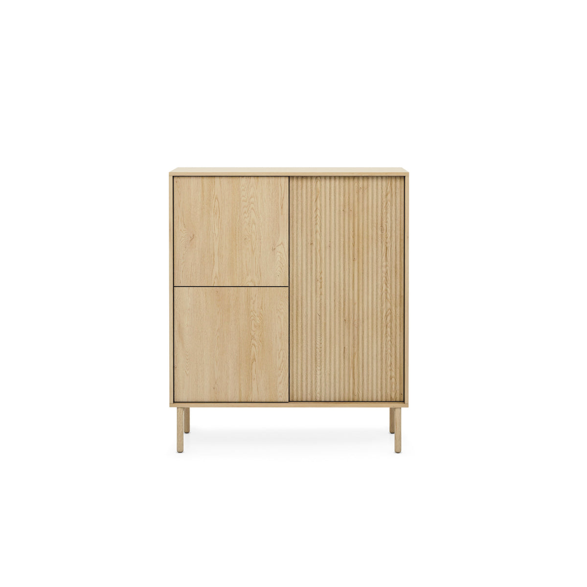 Komoda Viola 3-drzwiowa 104x122 w stylu japandi – widok z przodu