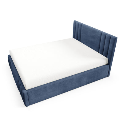 Falda Upholstered Ottoman Bed with Storage, Various Sizes in Elegant Style, Coral Fabric – photo 4