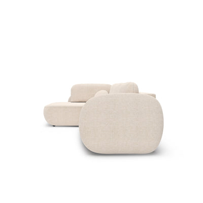Narożnik z funkcją spania Olemo o powierzchni 123x250 w stylu organic modern – widok z boku