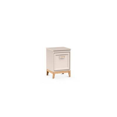 Szafka nocna Serena 45x62 na dębowych nogach w stylu modern classic – widok pod kątem | Pillovely