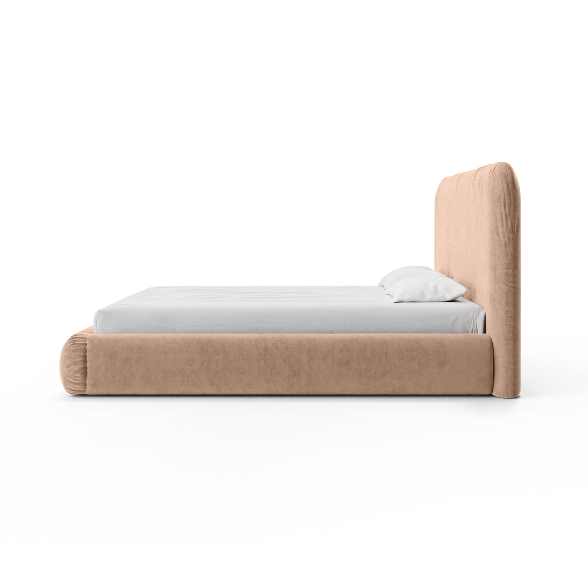 Paries Upholstered Ottoman Bed with Storage, Modern Organic Style – side view