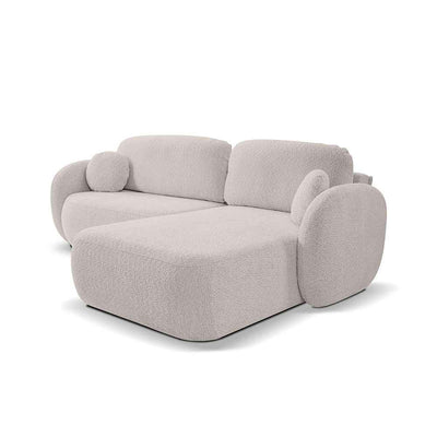 Olemo 4 Seater Corner Sofa Bed, Minimalist Style, Abriamo Fabric – Right-sided, Quartz Ash (ABRIAMO 02)