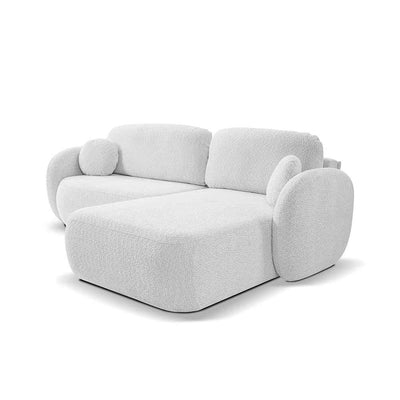 Olemo 4 Seater Corner Sofa Bed, Minimalist Style, Abriamo Fabric – Right-sided, Pearl Ash (ABRIAMO 05)