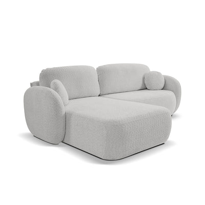 Olemo 4 Seater Corner Sofa Bed, Minimalist Style, Abriamo Fabric – Left-sided, Steel Dust (ABRIAMO 06)