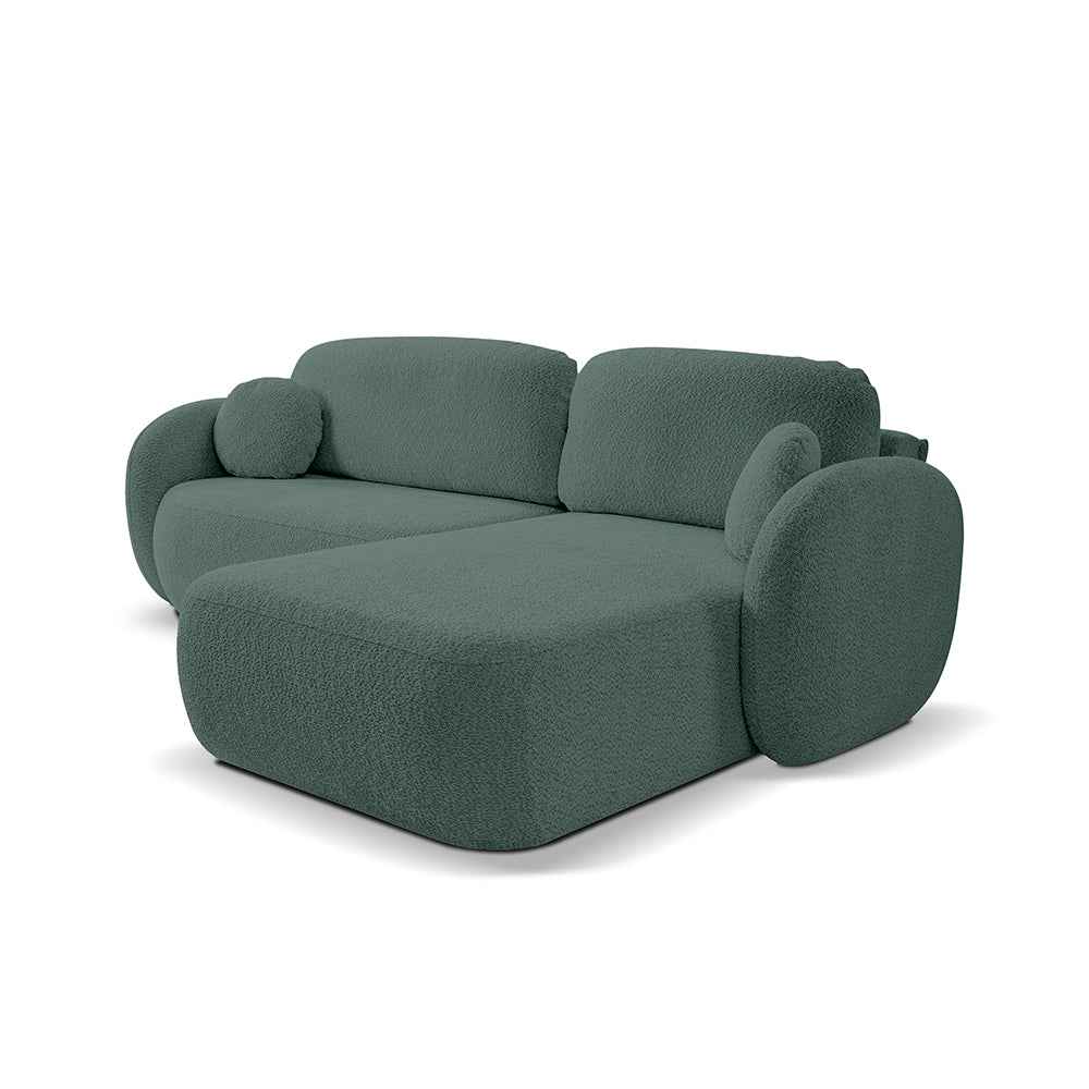 Olemo 4 Seater Corner Sofa Bed, Minimalist Style, Abriamo Fabric – Right-sided, Forest Depth (ABRIAMO 09)