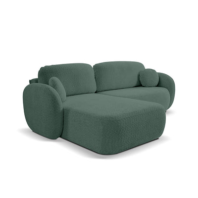 Olemo 4 Seater Corner Sofa Bed, Minimalist Style, Abriamo Fabric – Left-sided, Forest Depth (ABRIAMO 09)