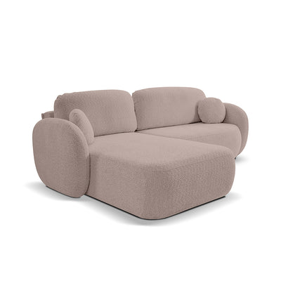 Olemo 4 Seater Corner Sofa Bed, Minimalist Style, Abriamo Fabric – Left-sided, Clay Beige (ABRIAMO 11)
