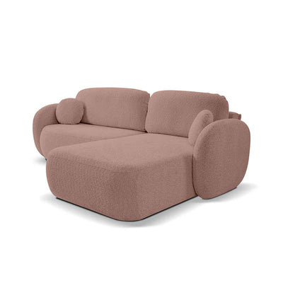 Olemo 4 Seater Corner Sofa Bed, Minimalist Style, Abriamo Fabric – Right-sided, Burnt Plum (ABRIAMO 12)