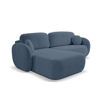 Olemo 4 Seater Corner Sofa Bed, Minimalist Style, Abriamo Fabric – Left-sided, Cobalt Shadow (ABRIAMO 14)