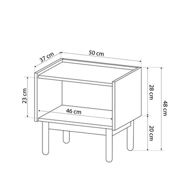 Anawa Bedside Table 50x48 cm with Spacious Compartment, Boho Style