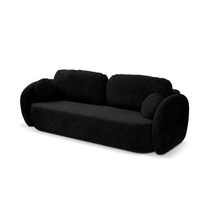 Olemo 3 Seater Sofa Bed 142x200 with Storage, Art Deco Style, Aragon Fabric – Raven Depth (ARAGON 99)
