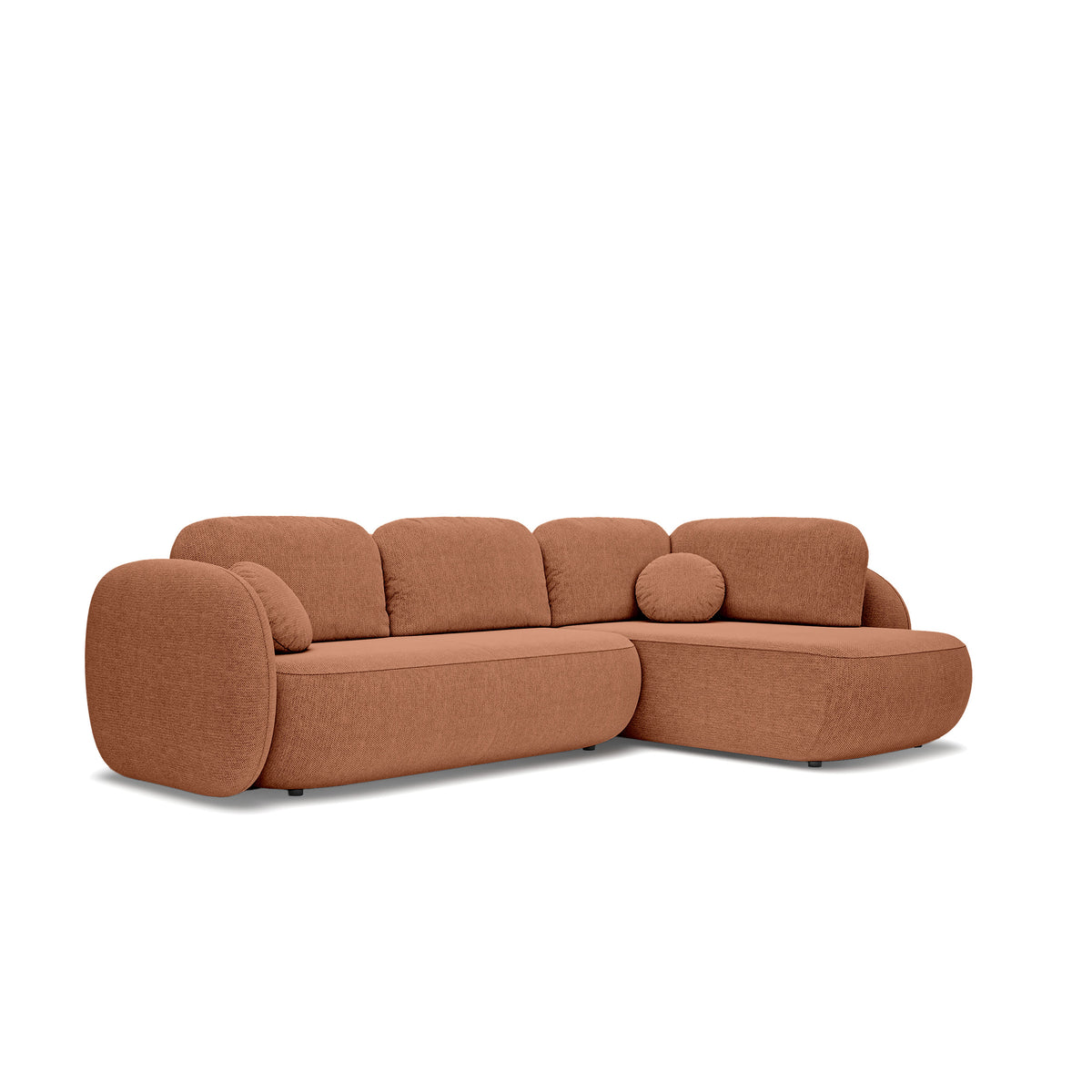 Narożnik z funkcją spania o powierzchni 123x250 w stylu organic modern | OLEMO Prawostronny Cynamonowy Mat (ARAGON 56)