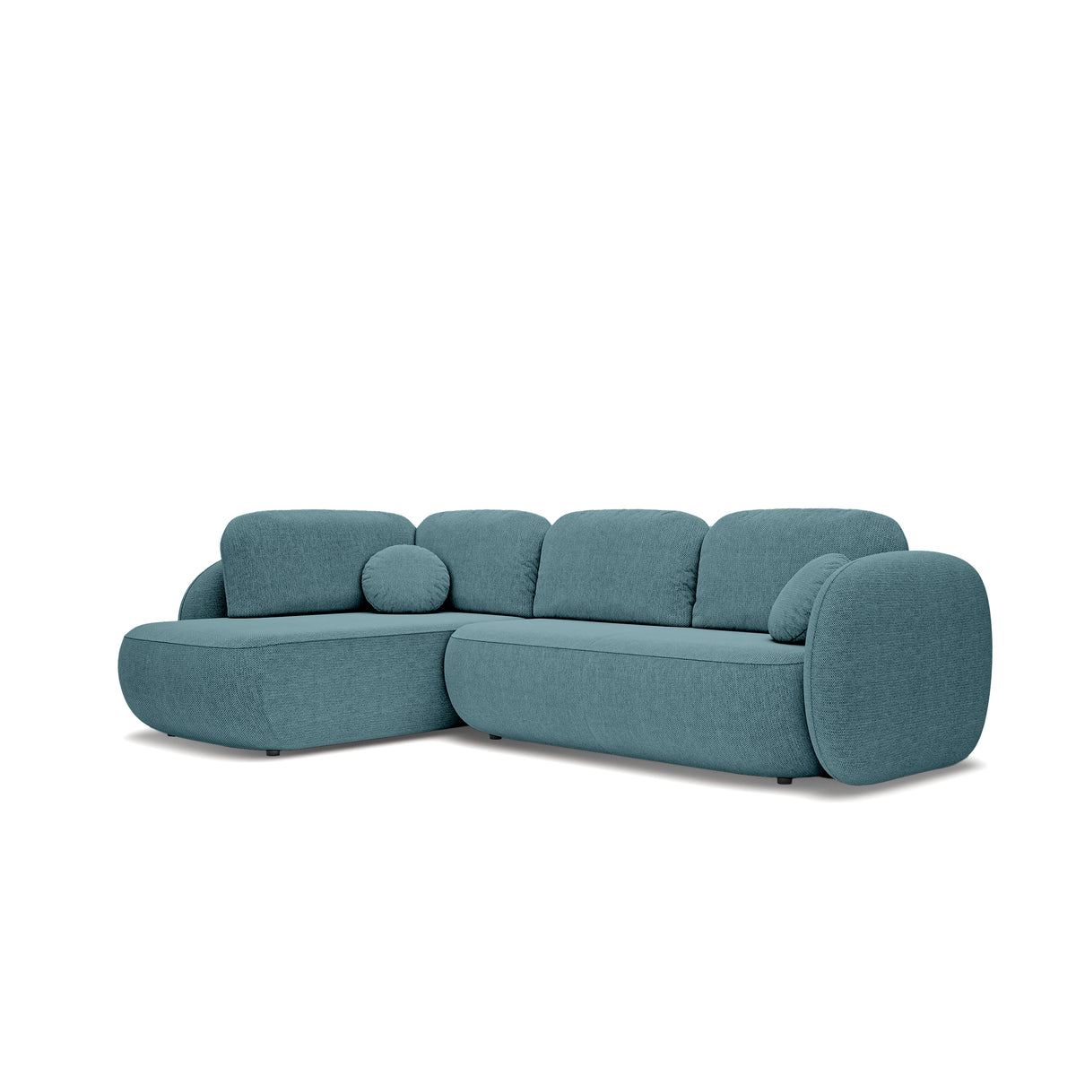Narożnik z funkcją spania o powierzchni 123x250 w stylu organic modern | OLEMO Lewostronny Oceaniczna Stal (ARAGON 75)