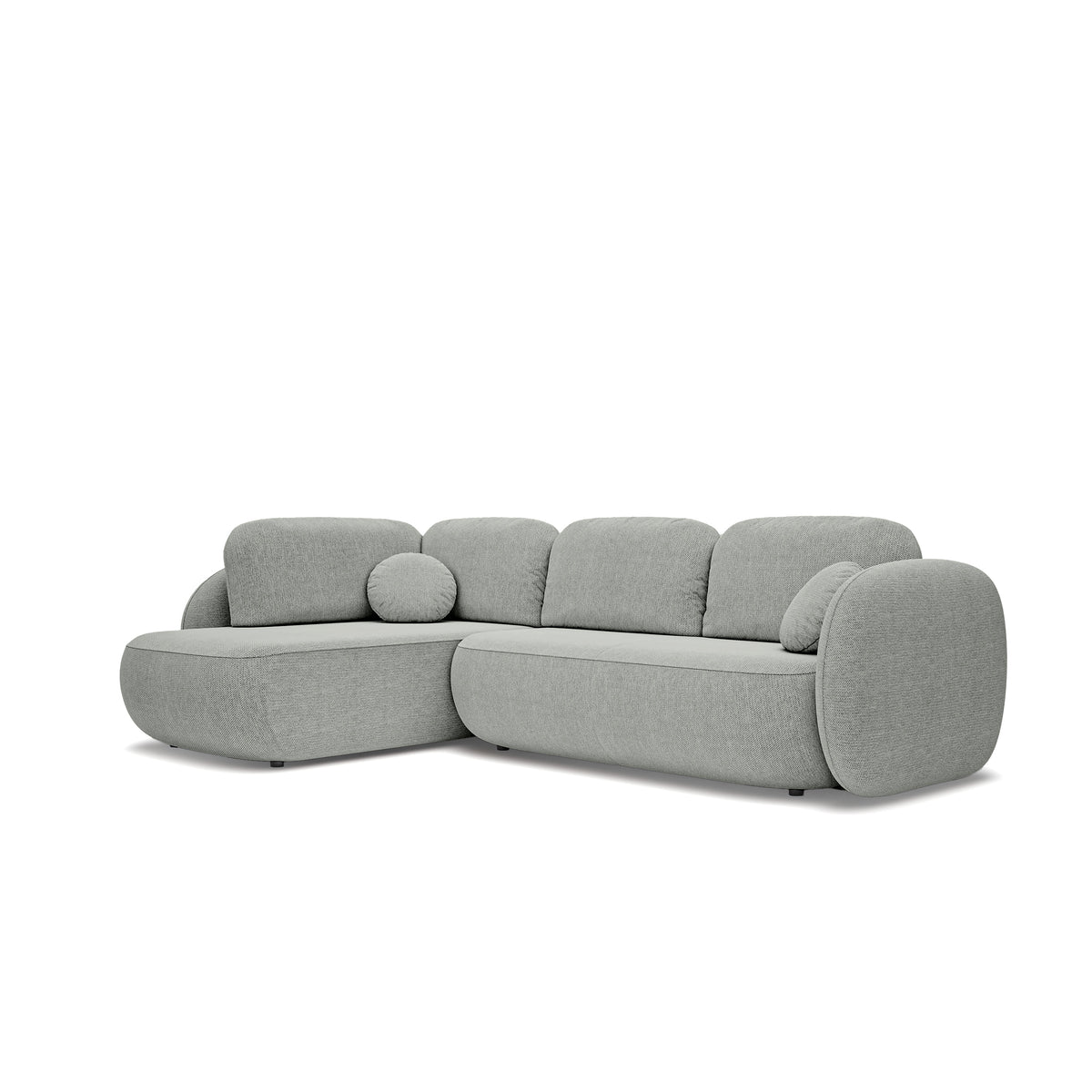 Narożnik z funkcją spania o powierzchni 123x250 w stylu organic modern | OLEMO Lewostronny Stalowa Szarość (ARAGON 83)
