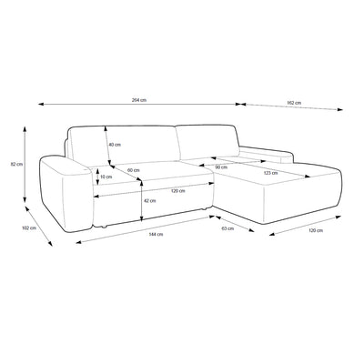 Bamby 3 Seater Corner Sofa Bed 125x210, Modern Style – photo 6