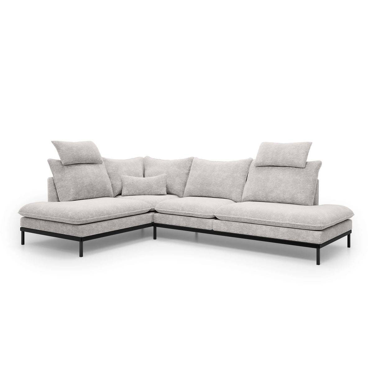Narożnik Premium 4-osobowy 293×198 cm w stylu eleganckim | Leafy Lewostronna Lniany Popiół (CREMONA 02)