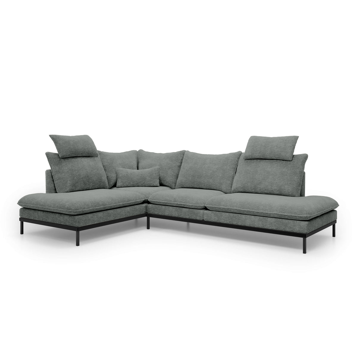 Narożnik Premium 4-osobowy 293×198 cm w stylu eleganckim | Leafy Lewostronna Szarość Dymu (CREMONA 96)