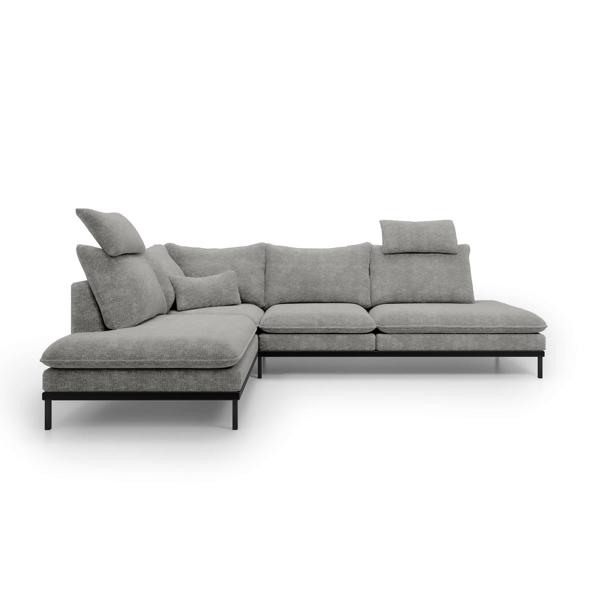Narożnik Leafy Premium 4-osobowy 293×198 cm w stylu eleganckim – widok z przodu, wersja prawostronna