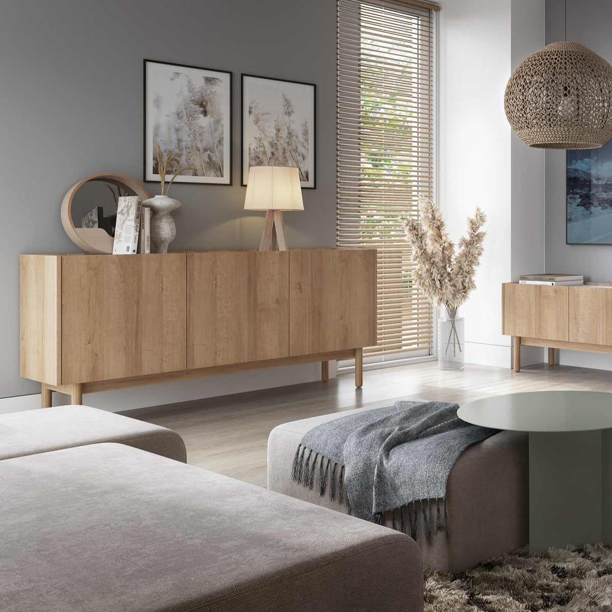 Szafka RTV 144x48 w stylu boho | Anawa
