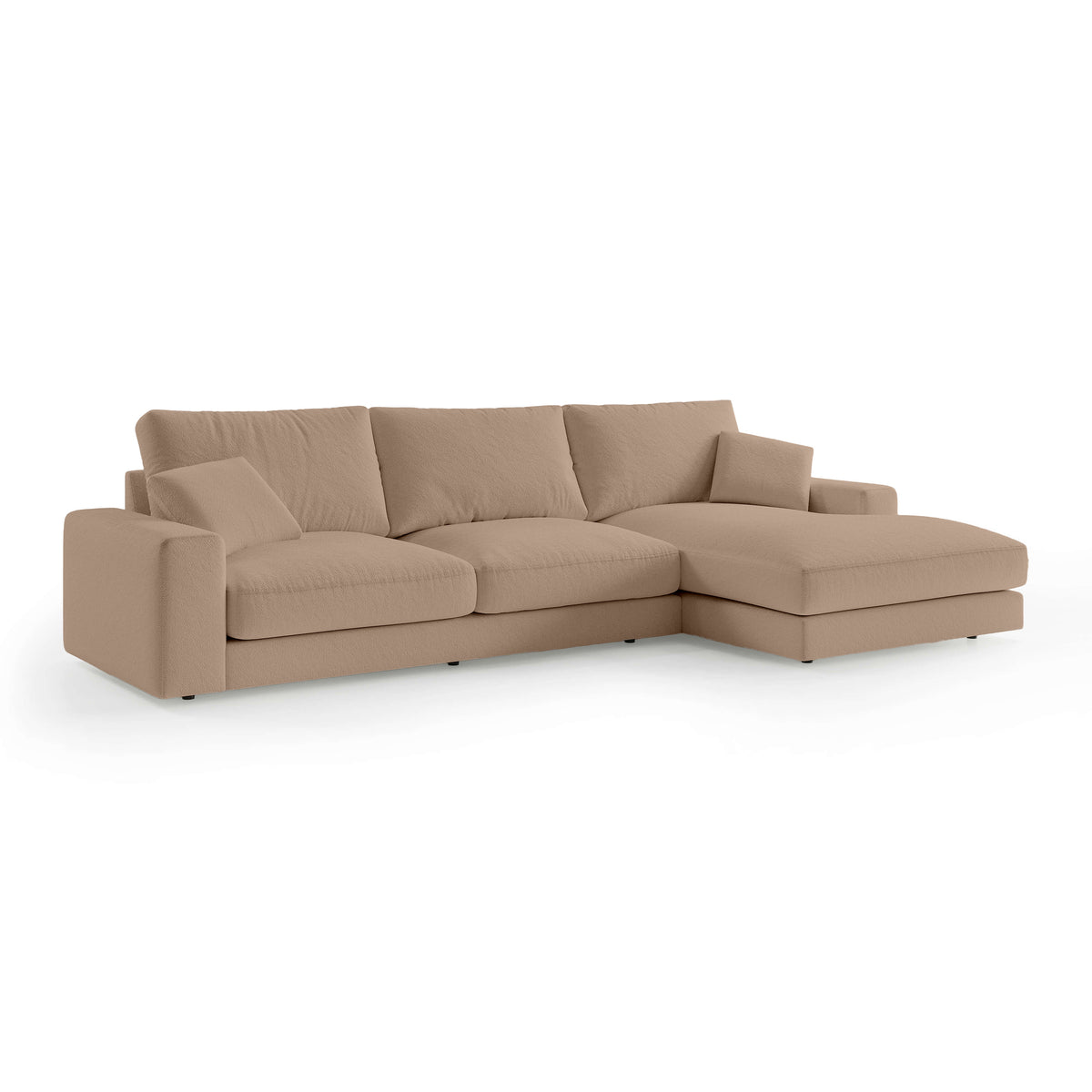 Harvesty 4–5 Seater Premium Corner Sofa, Minimalist Style – Right-Sided, Walnut Beige (ARAGON 14)